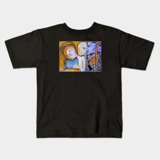 Drawing with time past and present Kids T-Shirt